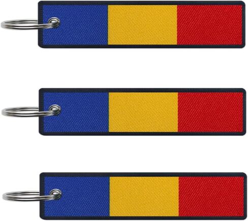 JAVD Romania Flag Keychain Tag with Key Ring - Keys, Cars, Motorcycles, Backpacks, Luggage and Gifts - EDC (3 Pack) in Saudi Arabia