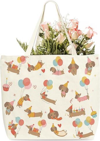 Dachshund Tote Bags For Women, Dog Canvas Tote Bag, Funny Dachshund Gifts, Birthday Christmas Gifts For Pet Dog Lover Family Friends, Cute Shoulder Bag For Work Shopping Travel Holiday, b02 in Saudi Arabia