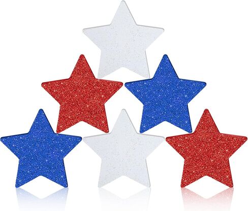 Maitys Patriotic Wooden Star 4th of July Christmas Ornaments Red White Blue Christmas Tree Decoration Wood Star Standing Blocks for Home Memorial Day Festival Celebration(Vintage) in Saudi Arabia