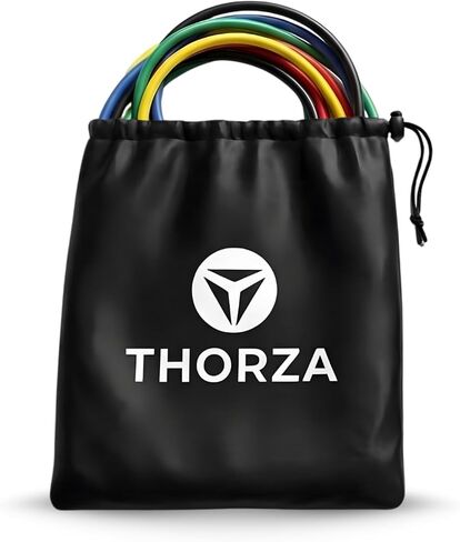 مجموعة ثورزا المكونة من 11 قطعة لتدريب قوة الجسم بالكامل مع أشرطة المقاومة - 5 مستويات من أشرطة التمرين الأنبوبية، بدون شريط مقاومة من اللاتكس TPE - مرساة الباب والمقابض وأشرطة الكاحل وحقيبة واحدة in Kuwait