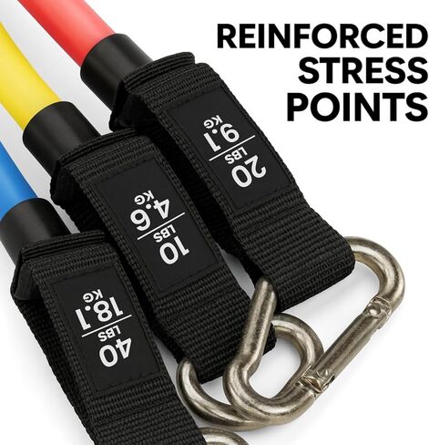 مجموعة ثورزا المكونة من 11 قطعة لتدريب قوة الجسم بالكامل مع أشرطة المقاومة - 5 مستويات من أشرطة التمرين الأنبوبية، بدون شريط مقاومة من اللاتكس TPE - مرساة الباب والمقابض وأشرطة الكاحل وحقيبة واحدة in Kuwait