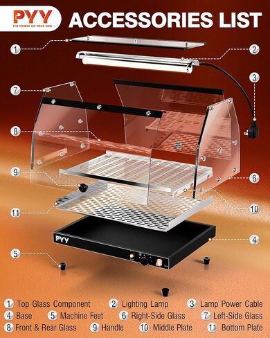 PYY Commercial Food Warmer Display, Electric Countertop Food Warmer with LED Lighting Adjustable Glass Door, 2-Tier Pastry Display Case for Buffet Restaurant Black in Saudi Arabia