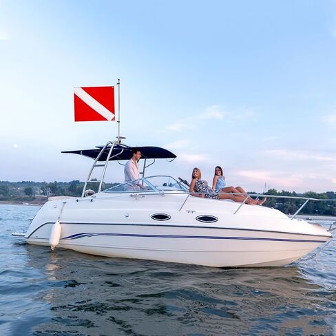 20 x 24 Inch Dive Flag with Removable Stiffening Pole for Scuba Diving Freediving Spearfishing, Red and White Diving Flags US Legal Size Diver Down Boat Flag (Dive Flag) in Kuwait