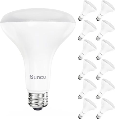مجموعة 12 لمبة LED BR30 من Sunco، مصابيح إضاءة داخلية، إضاءة فيضانات داخلية، 1600 لومن، 16 وات (ما يعادل 100 وات) ضوء نهاري 5000 كلفن، قاعدة متوسطة E26، UL قابلة للتعتيم in Kuwait