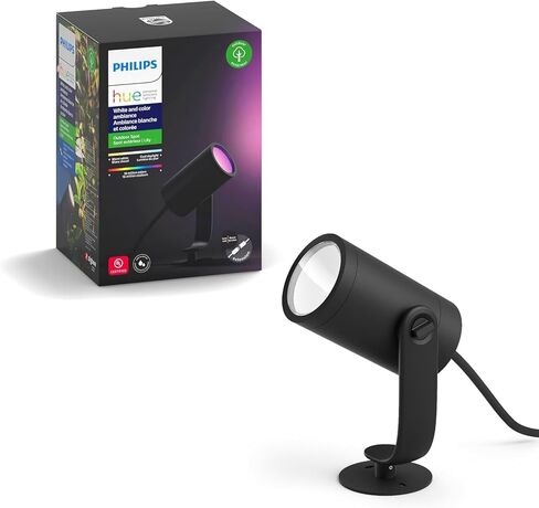 مصباح كشاف LED ذكي خارجي من Philips Hue Lily - أجواء بيضاء وملونة - إضاءة طبيعية منخفضة الجهد - حزمة واحدة - يتطلب جسرًا ومصدر طاقة - التحكم بالتطبيق والصوت - مقاوم للطقس in Saudi Arabia