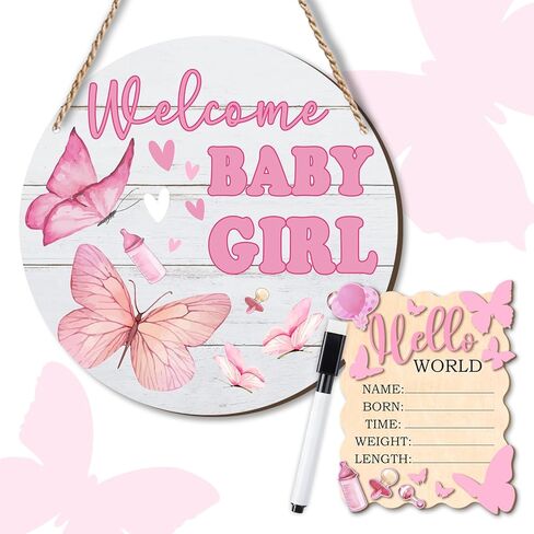 لافتة إعلان لحديثي الولادة للمستشفى - مجموعة خشبية "Hello World" و"Welcome Baby Boy"، مثالية لصور الميلاد، ودعائم الكشف عن الطفل وهدايا الآباء الجديدة in Saudi Arabia