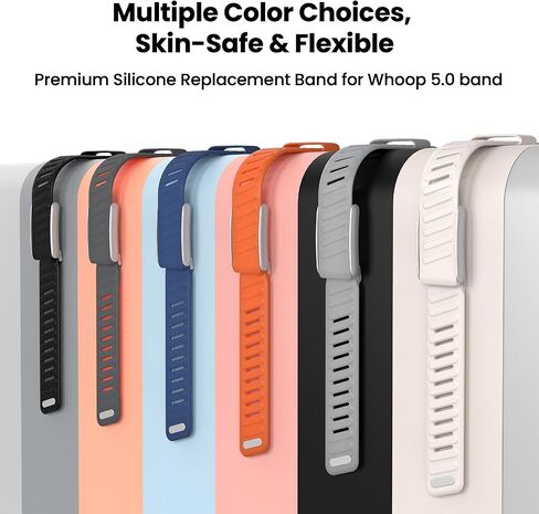 mimo Upgrade Durable Premium Silicone Sport Band for Whoop 5.0 Strap Men Women, Adjustable Waterproof Replacement Strap, Wristbands Straps for Whoop 5.0 Silicone Bands- Not Compatible with Gen 4 in Kuwait