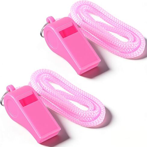 2 Pack Loud Sports Whistle With Lanyard, High-Pitched Pink Plastic Coach Safety Whistle, Clear Crisp Referee Whistles for Referee Coaches, Dog Training, Outdoor Activities, and Party Favors in Saudi Arabia