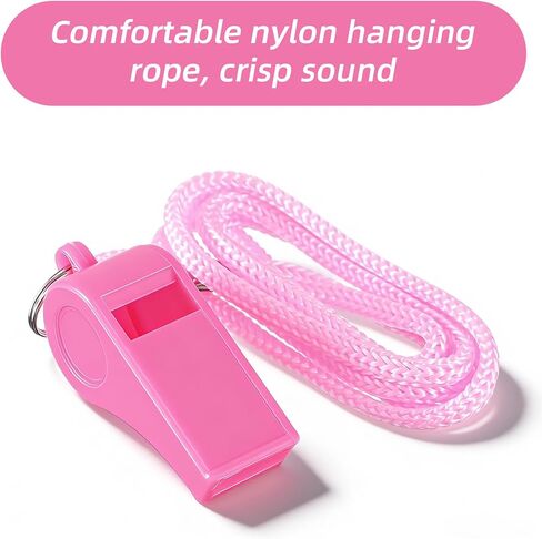 2 Pack Loud Sports Whistle With Lanyard, High-Pitched Pink Plastic Coach Safety Whistle, Clear Crisp Referee Whistles for Referee Coaches, Dog Training, Outdoor Activities, and Party Favors in Saudi Arabia