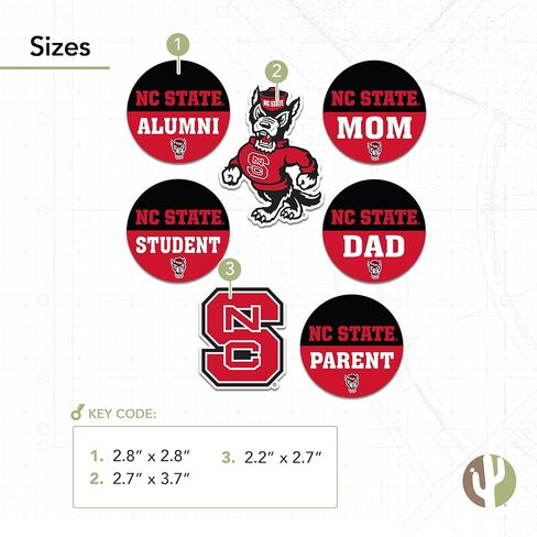 ملصق جامعة ولاية كارولينا الشمالية من صبار الصحراء NCSU Wolfpack NC State شارات الفينيل لزجاجة مياه الكمبيوتر المحمول وقصاصات السيارة (عائلة مستديرة) in Saudi Arabia