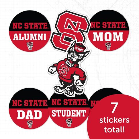 ملصق جامعة ولاية كارولينا الشمالية من صبار الصحراء NCSU Wolfpack NC State شارات الفينيل لزجاجة مياه الكمبيوتر المحمول وقصاصات السيارة (عائلة مستديرة) in Saudi Arabia