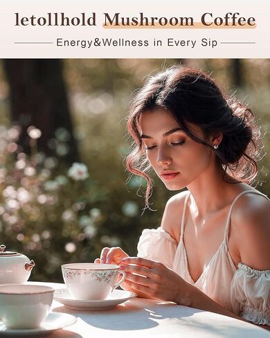 Mushroom Coffee, 6-in-1 Adaptogenic Instant Mushroom Coffee with Cordyceps, Reishi, King Trumpet, Shiitake, Turkey Tail & Lion’s Mane for Energy, Digestion & Immunity Support | 30 Servings in Kuwait