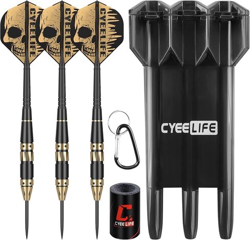 CyeeLife Brass Steel Tip Darts Set 24g,3 Pack Professional Metal Darts Set,Includes Integrated Dart Flights and Shafts,Dart Sharpener and Darts Case in Saudi Arabia