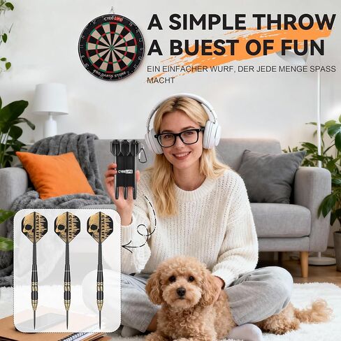 CyeeLife Brass Steel Tip Darts Set 24g,3 Pack Professional Metal Darts Set,Includes Integrated Dart Flights and Shafts,Dart Sharpener and Darts Case in Saudi Arabia