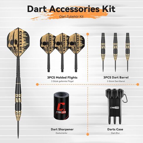 CyeeLife Brass Steel Tip Darts Set 24g,3 Pack Professional Metal Darts Set,Includes Integrated Dart Flights and Shafts,Dart Sharpener and Darts Case in Saudi Arabia