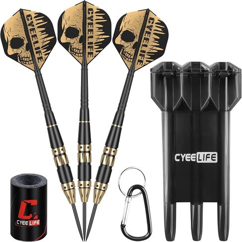 CyeeLife Brass Steel Tip Darts Set 24g,3 Pack Professional Metal Darts Set,Includes Integrated Dart Flights and Shafts,Dart Sharpener and Darts Case in Saudi Arabia