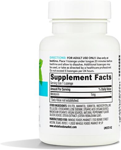 365 by Whole Foods Market, Melatonin Lozenges 1mg, Peppermint Flavor, 60 Count in Saudi Arabia