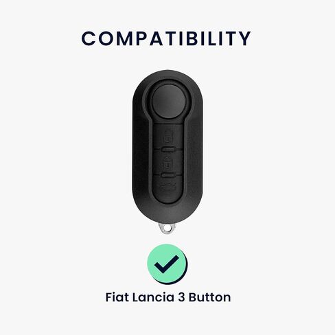 kwmobile Car Key Cover Compatible with Fiat Lancia 3 Button Car Flip Key Key Cover - Silicone Protective Car Key Fob Case - Black/Red in Saudi Arabia