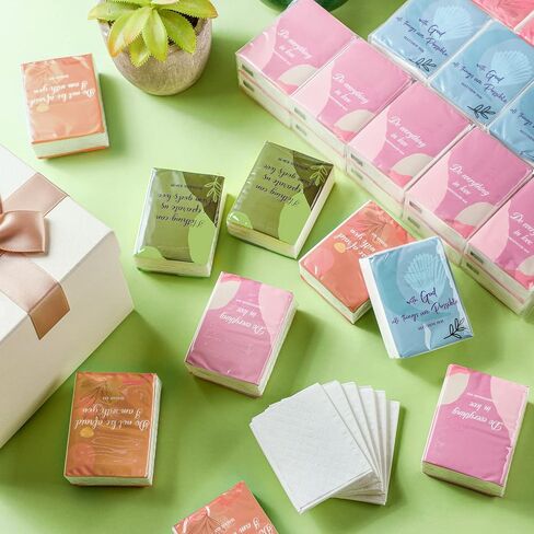 TaoBary 120 Pack Christian Travel Pocket Tissues 3 Ply Bible Verse Inspirational Gifts Cna Week Gift Bulk Facial Tissues Individual Pack with Motivational Quotes for Wedding Church in Kuwait