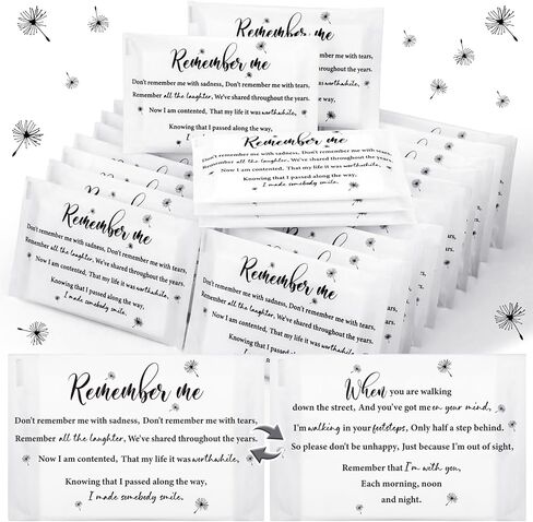 Tenceur 100 Bulk Funeral Tissues Packs Keepsakes Memorial Facial Pocket Tissues Favors Inspirational Poem 3 Ply Mini Travel Size Tissue Packs Memorial for Guests Relatives Family in Saudi Arabia
