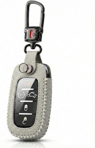 لغطاء Ram Key Fob مع سلسلة مفاتيح جلدية عن بعد لمفتاح السيارة الذكي حامل حماية متوافق مع دودج رام 1500 2500 3500 4500 5500 2019-2024 (رمادي) in Kuwait