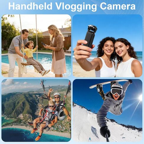 4K Vlogging Camera, Action Camera with Image Stabilization, Pocket Body Cam with APP Control, Handheld POV Cameras for Outdoor Sport, Travel(64GB Card) in Kuwait