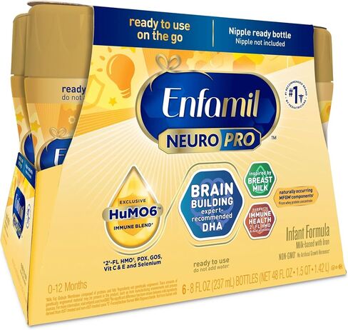 Enfamil NeuroPro Baby Formula, MFGM* 5-Year Benefit, Expert-Recommended Brain-Building Omega-3 DHA, Exclusive Immune Supporting HuMO6 Blend, Ready-to-Feed Infant Formula, Liquid, 8 Fl Oz (6 Count) in Saudi Arabia