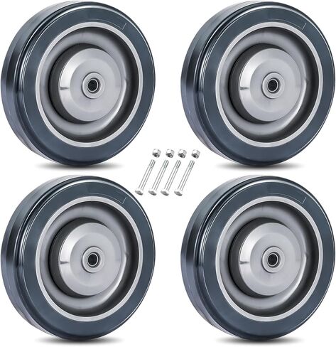 NYXOVA 4 Pack Shopping Cart Replacement Wheels Kit, 5" TPU Silent Supermarket Casters with Double Ball Bearings, Durable Replacement for Grocery Carts in Saudi Arabia