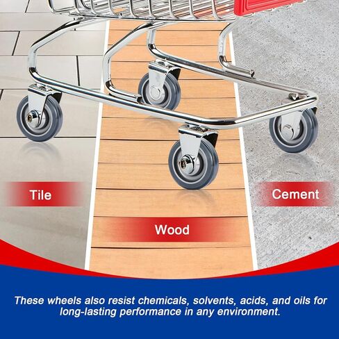 NYXOVA 4 Pack Shopping Cart Replacement Wheels Kit, 5" TPU Silent Supermarket Casters with Double Ball Bearings, Durable Replacement for Grocery Carts in Saudi Arabia