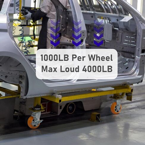 عجلات 5 بوصة (عرض 2 بوصة)، مداس من البولي يوريثين المتوج من الألومنيوم المقاوم للصدأ والتآكل، مجموعة عجلات شديدة التحمل مكونة من 4 قطع بسعة 4000 رطل (2 فرامل و2 صلب) in Kuwait