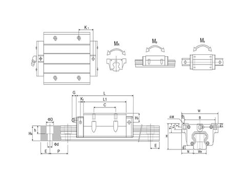 2 HGR15 Square Linear Guides + 4 HGH15CC Flange Slider Brackets(1550mm) in Kuwait