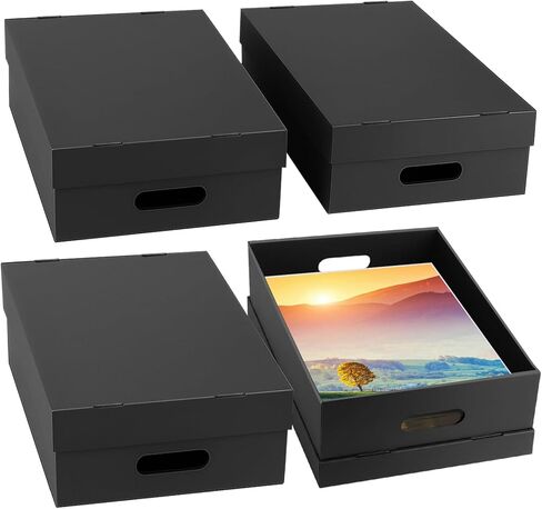 صندوق تخزين الصور AOBOPLE مكون من قطعتين، صندوق تذكار مقاس 40.64 سم × 30.48 سم × 10.16 سم مع فتحات للمقبض، صندوق تخزين واقٍ للصور والصور والمستندات والأعمال الفنية والأعمال اليدوية والهدايا التذكارية، منظم المنزل والمكتب in Kuwait