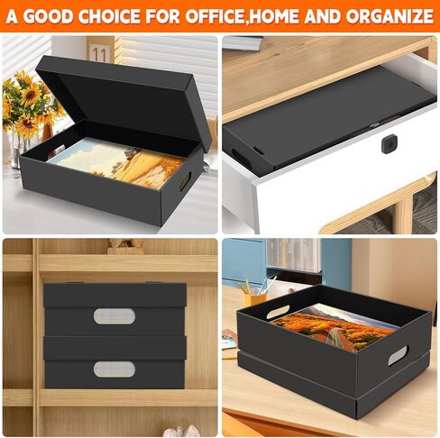 صندوق تخزين الصور AOBOPLE مكون من قطعتين، صندوق تذكار مقاس 40.64 سم × 30.48 سم × 10.16 سم مع فتحات للمقبض، صندوق تخزين واقٍ للصور والصور والمستندات والأعمال الفنية والأعمال اليدوية والهدايا التذكارية، منظم المنزل والمكتب in Kuwait