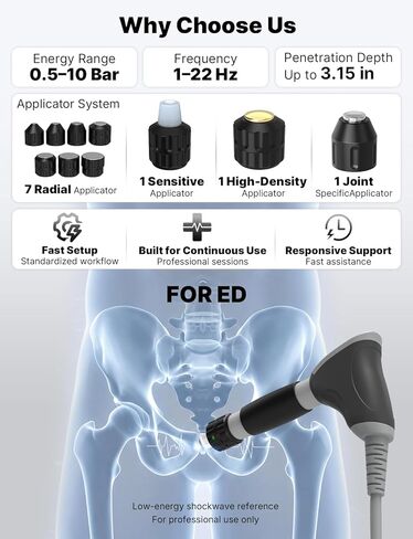 Upgraded Shockwave Therapy Machine & Focal Applicator, FSA or HSA-Eligible Extracorporeal ESWT Shock Wave Therapy Device for Joint/Muscle Pain Relief, Ideal for Home & Clinical in Saudi Arabia