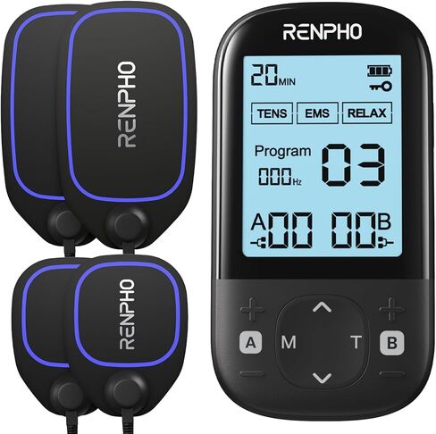 RENPHO TENS Unit محفز العضلات، هدايا عيد الأم 60 برنامج وحدة EMS لتخفيف آلام الظهر، آلة TENS قابلة لإعادة الشحن مع 20 شدة، مدلك نمو العضلات لعرق النسا والرقبة والكتف in Saudi Arabia