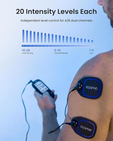RENPHO TENS Unit محفز العضلات، هدايا عيد الأم 60 برنامج وحدة EMS لتخفيف آلام الظهر، آلة TENS قابلة لإعادة الشحن مع 20 شدة، مدلك نمو العضلات لعرق النسا والرقبة والكتف in Saudi Arabia