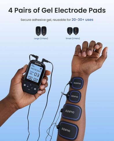 RENPHO TENS Unit محفز العضلات، هدايا عيد الأم 60 برنامج وحدة EMS لتخفيف آلام الظهر، آلة TENS قابلة لإعادة الشحن مع 20 شدة، مدلك نمو العضلات لعرق النسا والرقبة والكتف in Saudi Arabia