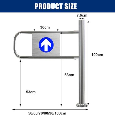 1-Way Swing Gate for Supermarkets & Warehouses - Automatic Closing Metal Security Door for Pedestrian Access in Libraries & Scenic Areas - 60x100cm in Saudi Arabia