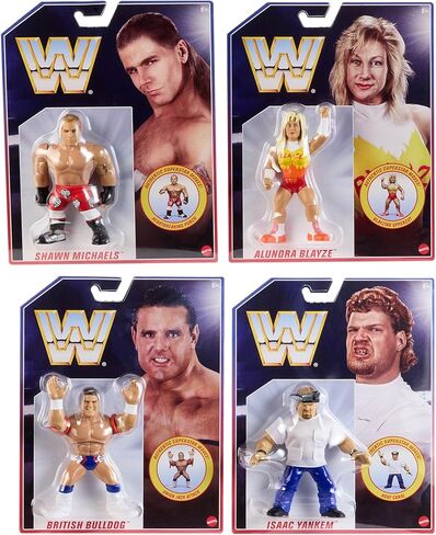 WWE Retro Action Figure 4-Pack Bundle Including British Bulldog, Shawn Michaels, Alundra Blayze, & Isaac Yankem in Saudi Arabia