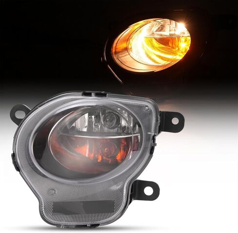 زوج HECASA مصباح إشارة الانعطاف متوافق مع 2012-2019 Fiat 500 (غير مناسب لـ Abarth) مصباح إشارة الانعطاف مع استبدال المصباح لـ FI2532100 FI2533100 عدسة شفافة + غطاء كروم للركاب وجانب السائق in Kuwait