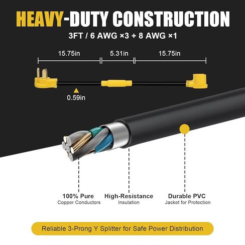 مجفف Y Splitter، موزع Nema 10-30 المدرج في قائمة ETL&UL NEMA 10-30P إلى (2) وعاء NEMA 10-30R للمركبات الكهربائية، وشحن المستوى 2 للمركبات الكهربائية in Kuwait
