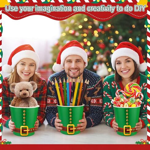 12 Set Christmas Party Dice Game Includes Empty Christmas Paper Buckets, Large Dice, Red and Green Balloons, Black Markers for Xmas Holiday Party Activities Supplies for Family Indoor Games in Saudi Arabia