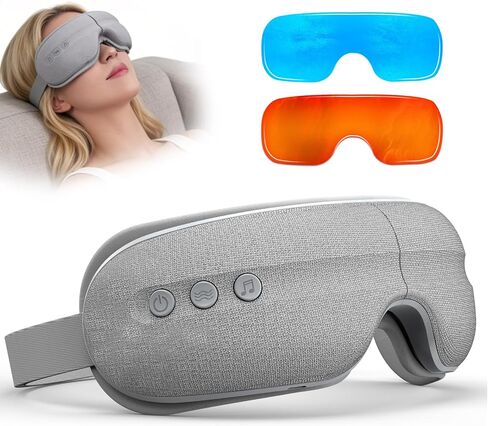 Eye Massager with Heat and Cooling, 5 Massage Modes for Eye Dry Fatigure and Migraines Relief, Lightweight Foldable for Office Home Travel Stress Relief, Mothers Day Birthday Gift for Mom Women (Grey) in Saudi Arabia