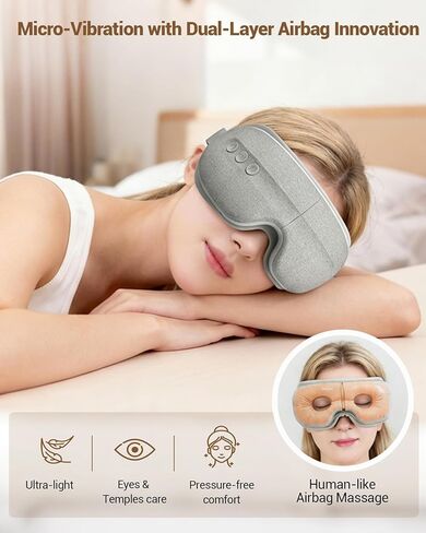 Eye Massager with Heat and Cooling, 5 Massage Modes for Eye Dry Fatigure and Migraines Relief, Lightweight Foldable for Office Home Travel Stress Relief, Mothers Day Birthday Gift for Mom Women (Grey) in Saudi Arabia