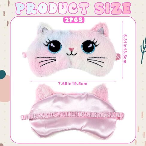 Sleep Mask Kids, 2 Pcs Cute Plush Cat Kids Eye Mask for Sleeping Soft Comfortable Colorful Night Eye Masks Funny Animal Blindfold Eye Cover for Women Home Travel Nap (Cat, Koala) in Saudi Arabia