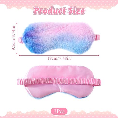 3PCS Kids Sleep Masks Furry Girls Sleep Mask Plush Sleeping Mask for Kids Eye Masks Covers for Girls Women Travel Nap Sleepover Party Supplies in Saudi Arabia
