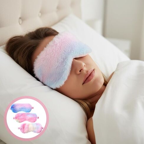 3PCS Kids Sleep Masks Furry Girls Sleep Mask Plush Sleeping Mask for Kids Eye Masks Covers for Girls Women Travel Nap Sleepover Party Supplies in Saudi Arabia