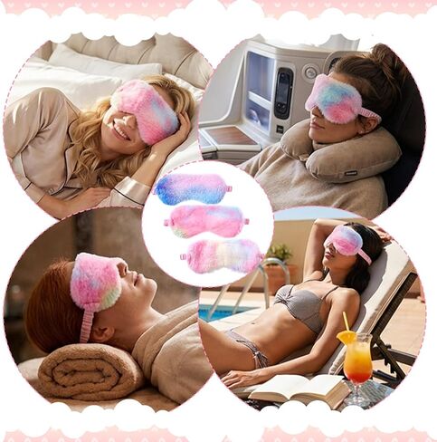 3PCS Kids Sleep Masks Furry Girls Sleep Mask Plush Sleeping Mask for Kids Eye Masks Covers for Girls Women Travel Nap Sleepover Party Supplies in Saudi Arabia