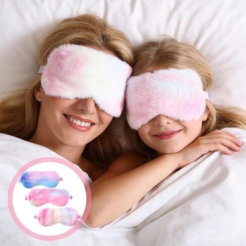3PCS Kids Sleep Masks Furry Girls Sleep Mask Plush Sleeping Mask for Kids Eye Masks Covers for Girls Women Travel Nap Sleepover Party Supplies in Saudi Arabia