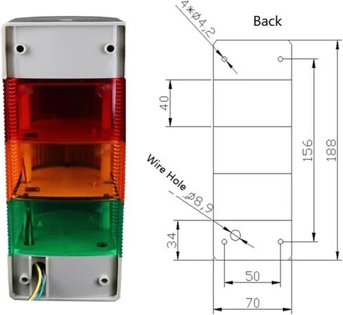 1 قطعة ضوء كومة مثبت على الحائط 1 2 3 4 5 طبقة برج إشارة صناعية مصباح 12 فولت 24 فولت إنذار وامض ثابت ضوء الحذر (4 طبقة مع Buzzer_110V) in Saudi Arabia